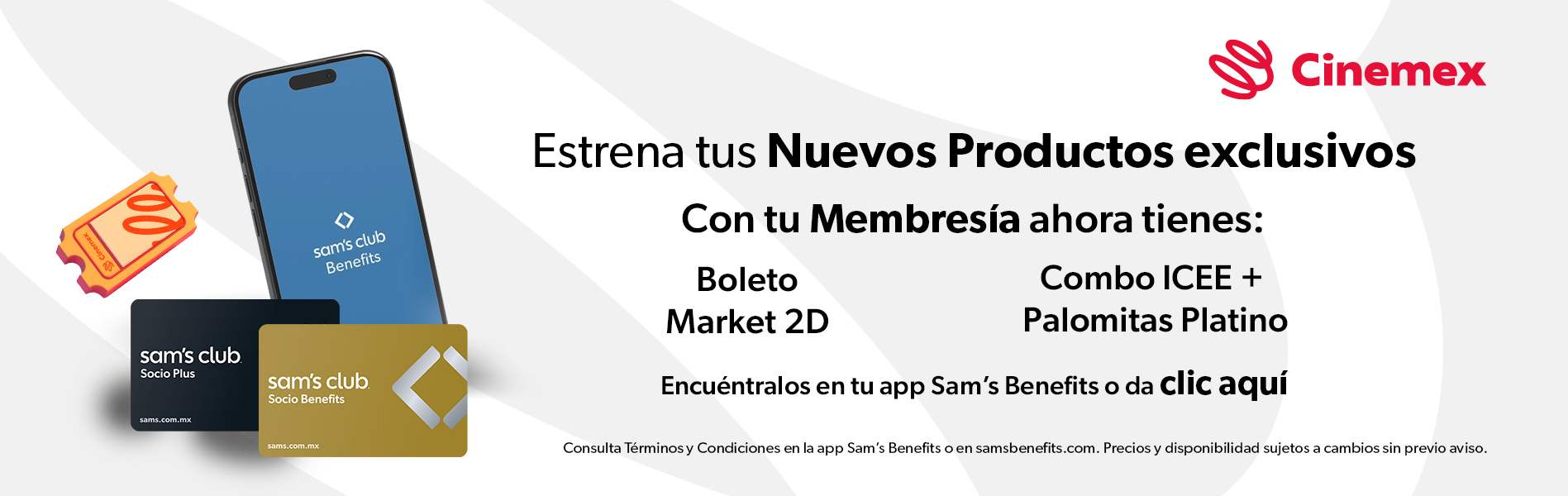 Sam's Club samsclub samsbenefits hazte socio cine viajes hot deals restaurantes educacion ropa accesorio mascotas salud entretenimiento fitness puntos