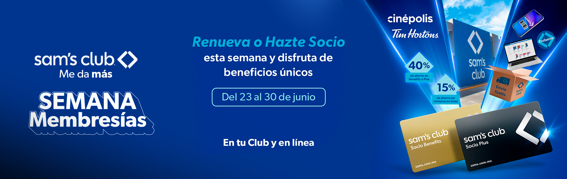 Sam's Club samsclub samsbenefits hazte socio cine viajes hot deals restaurantes educacion ropa accesorio mascotas salud entretenimiento fitness puntos